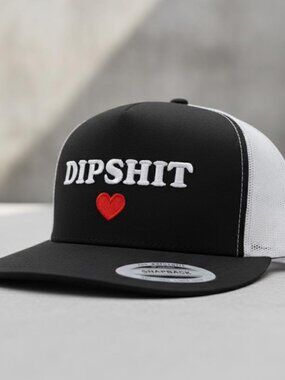 Dipshit Hat Funny Joke Novelty Gift Yupoong 6006 Flat Bill Trucker Cap Snapback